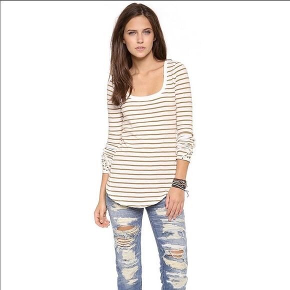 FREE PEOPLE | Tuscaloosa Hard Candy Striped Long Sleeve Top Women’s Size Small - Picture 1 of 12